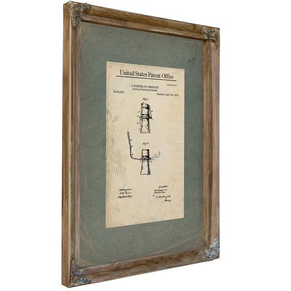 The Corked Secret Patent for Bottle Stopper Fastening — Framed Wall Art Room View | Bella Frye