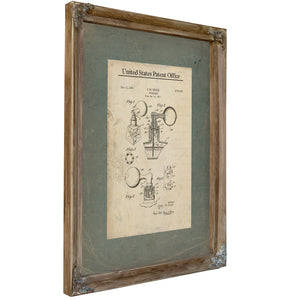 The Croce Atomizer Patent — a Study in Vapor and Vanity — Verdigris Framed Canvas Print | Bella Frye