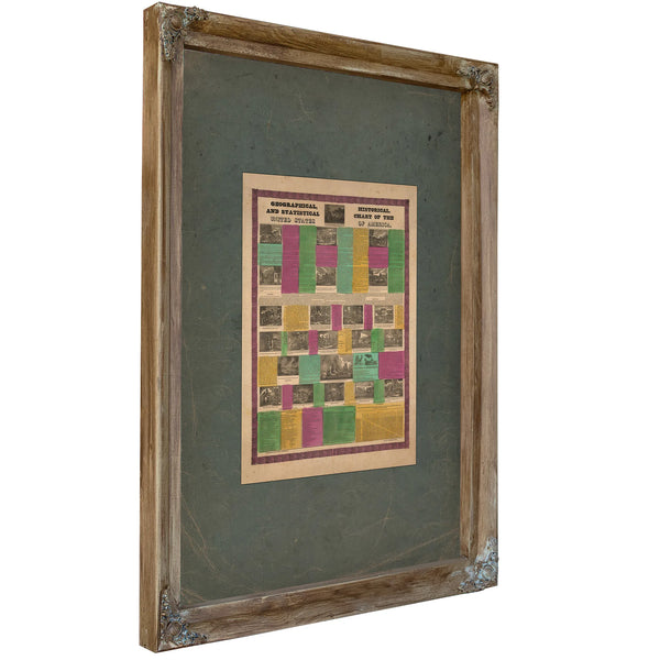 Geographical Historical and Statistical Chart of the United States of America 1835 — Verdigris Framed Canvas Print | Bella Fr