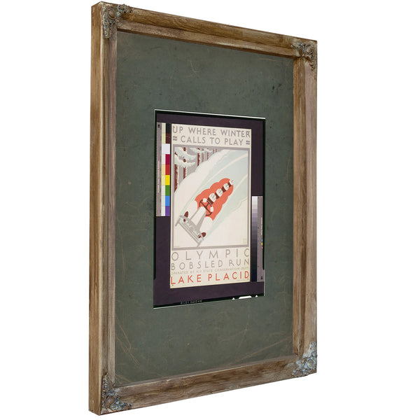Up Where Winter Calls to Play Olympic Bobsled Run Lake Placid J Rivolta — Verdigris Framed Canvas Print | Bella Frye