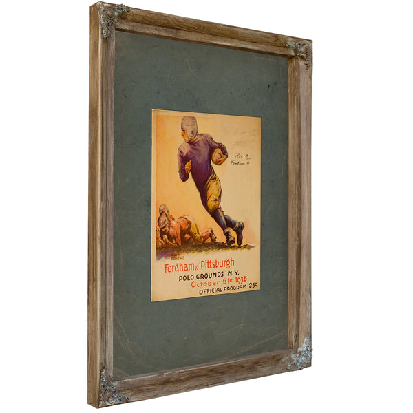 The Official Program for the October 31 1936 Fordham Versus Pittsburgh Football — Verdigris Framed Canvas Print | Bella Frye