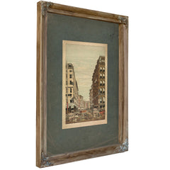 View of Broadway and Maiden Lane New York City 19th Century — Verdigris Framed Canvas Print | Bella Frye