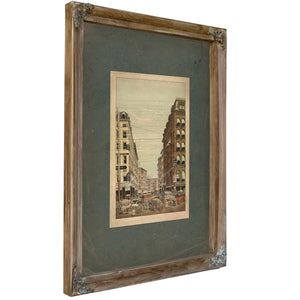 View of Broadway and Maiden Lane New York City 19th Century — Verdigris Framed Canvas Print | Bella Frye