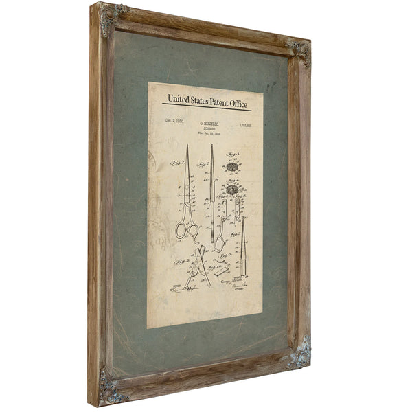 The Barbers Instrument Patent Blueprint of Precision and Steel — Verdigris Framed Canvas Print | Bella Frye