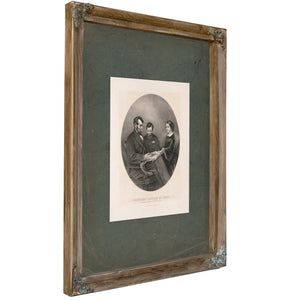 President Lincoln at Home Reading the Scriptures to His Wife and Son 1865 — Verdigris Framed Canvas Print | Bella Frye