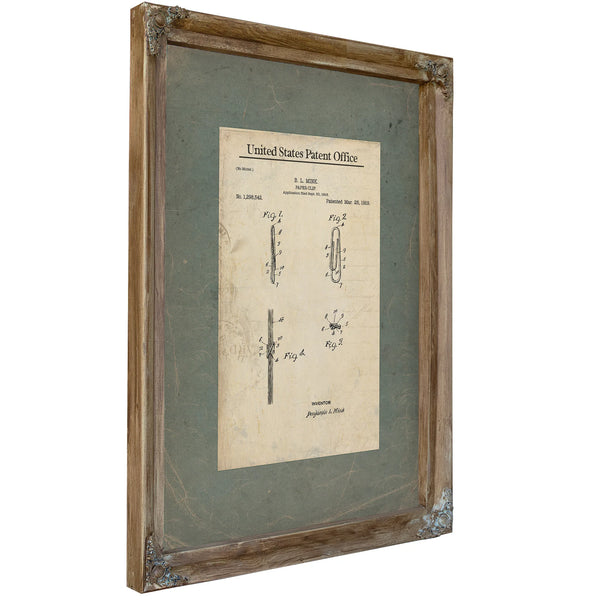 The Mink Paper Clip Patent of 1919 — Blueprint of the Humble Binding — Framed Wall Art Room View | Bella Frye