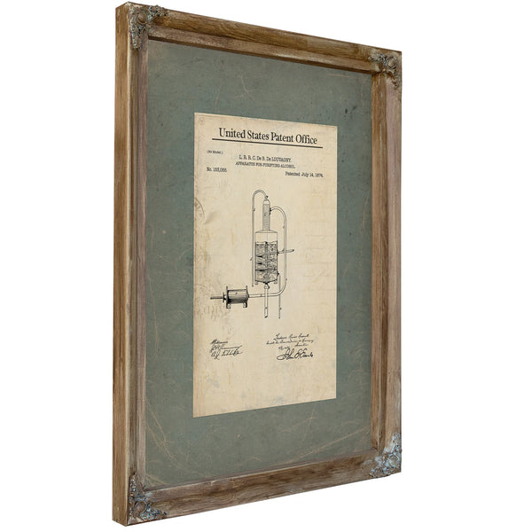 The Alchemists Secret De Louvagny Distillation Patent of 1874 — Verdigris Framed Canvas Print | Bella Frye