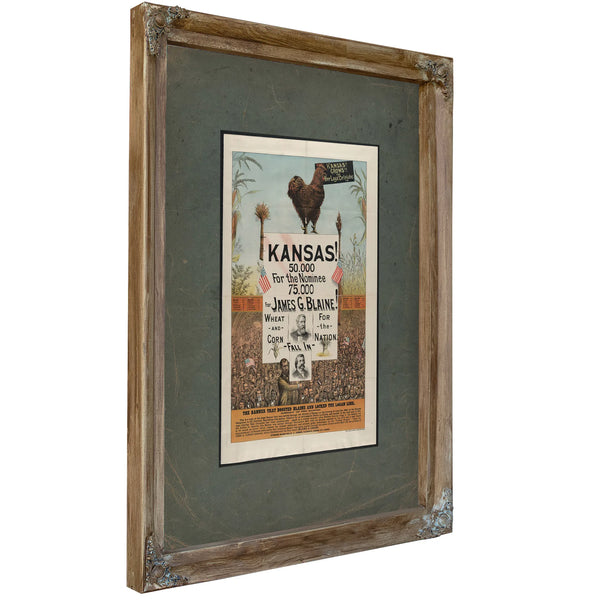 The Banner That Boosted Blaine and Locked the Logan Link 1884 — Verdigris Framed Canvas Print | Bella Frye