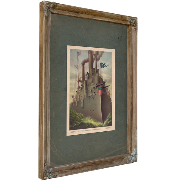 Rear Admiral Deweys Flagship Olympia 1898 — Verdigris Framed Canvas Print | Bella Frye