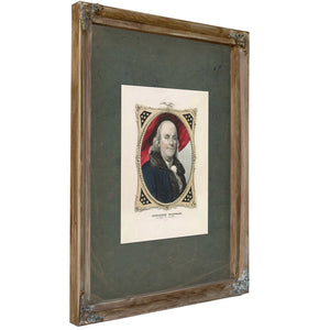 Benjamin Franklin the Statesman and Philosopher 1847 — Verdigris Framed Canvas Print | Bella Frye