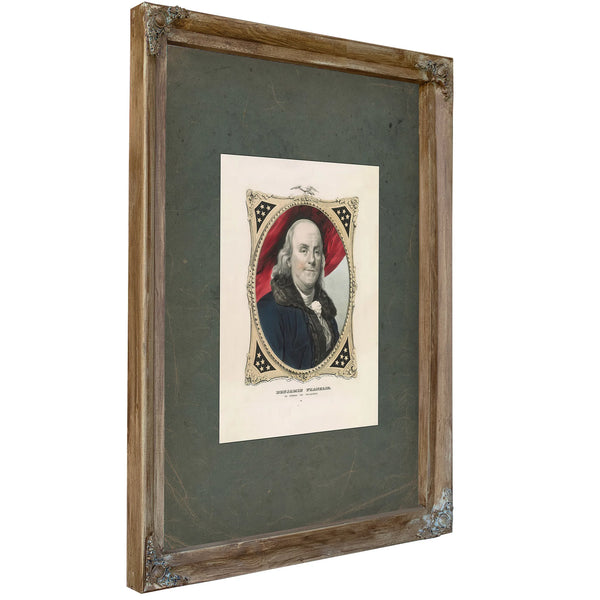 Benjamin Franklin the Statesman and Philosopher 1847 — Verdigris Framed Canvas Print | Bella Frye