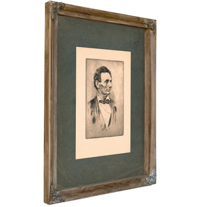 Abraham Lincoln Bust Portrait Without Beard 19 192 — Verdigris Framed Canvas Print | Bella Frye