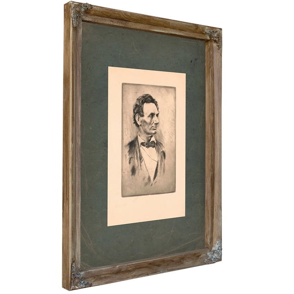 Abraham Lincoln Bust Portrait Without Beard 19 192 — Verdigris Framed Canvas Print | Bella Frye