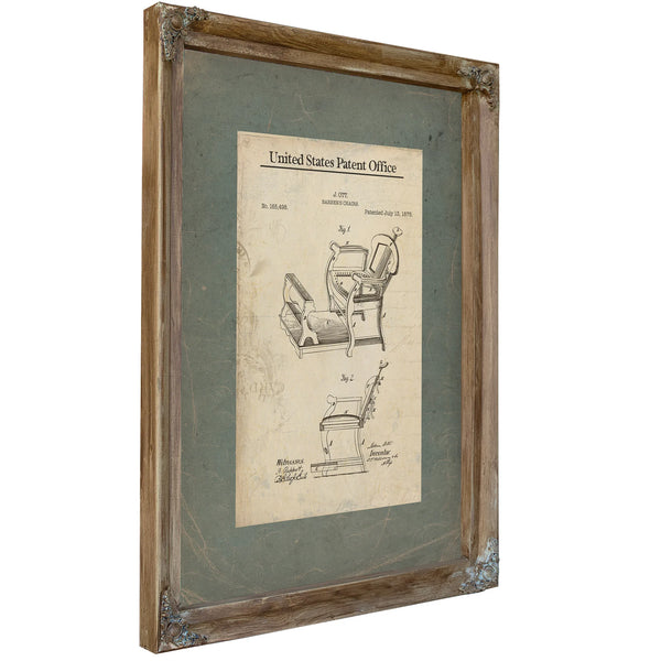 The Barbers Throne Patent Archive Print — Verdigris Framed Canvas Print | Bella Frye