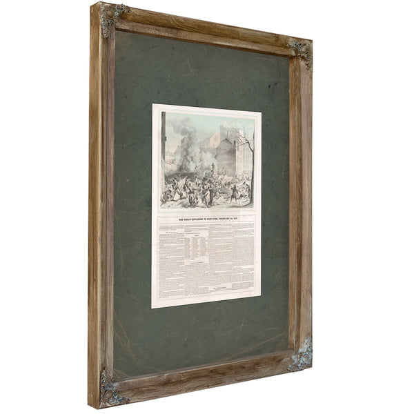 The Great Explosion in New York February 4th 185 185 — Verdigris Framed Canvas Print | Bella Frye