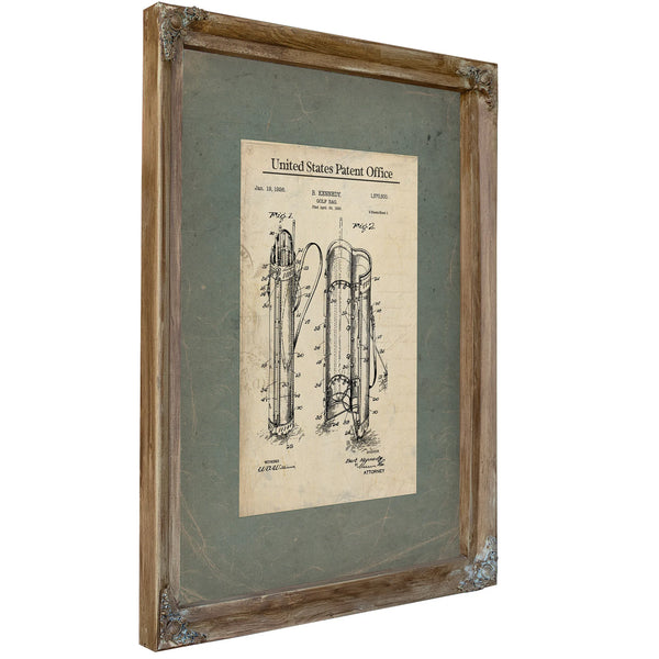 Us Patent No. 1575 Golf Bag by B Kennedy (1926) — Verdigris Framed Canvas Print | Bella Frye