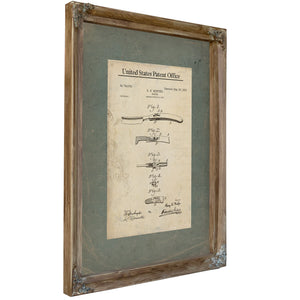 The Barbers Blade Patent Mintzer Straight Razor Blueprint — Verdigris Framed Canvas Print | Bella Frye