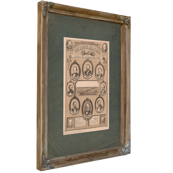 The Bridge Memorial St Louis Mo Saturday July 4th 1874 1874 — Verdigris Framed Canvas Print | Bella Frye