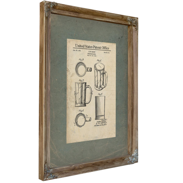 The Roop Vessel Patent Blueprint of the American Beer Mug — Framed Wall Art Room View | Bella Frye