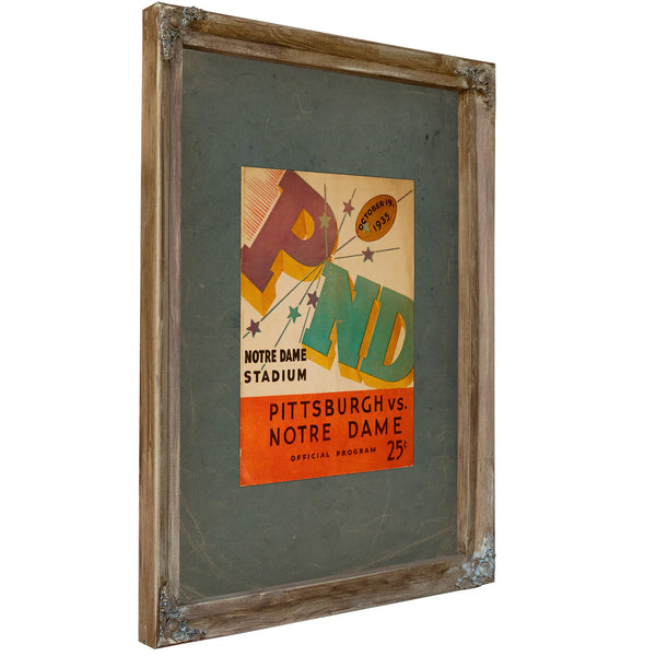 Official Football Program for the October 19 1935 Notre Dame Versus Pittsburgh — Verdigris Framed Canvas Print | Bella Frye
