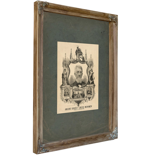 Ancient Order of United Workmen 1892 — Verdigris Framed Canvas Print | Bella Frye