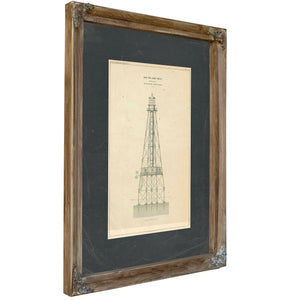 Coffins Patches Lighthouse Blueprint Maritime Architecture of the Florida Reef — Verdigris Framed Canvas Print | Bella Frye