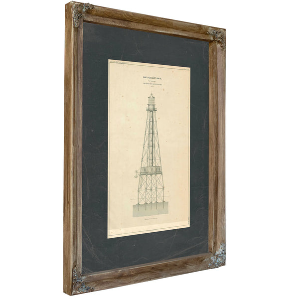 Coffins Patches Lighthouse Blueprint Maritime Architecture of the Florida Reef — Verdigris Framed Canvas Print | Bella Frye