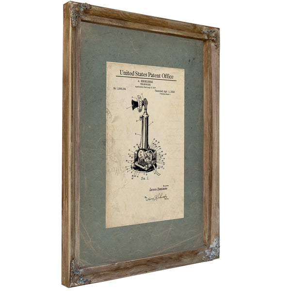 The Engelberg Candlestick Telephone Patent — Whispers Through Wire — Framed Wall Art Room View | Bella Frye