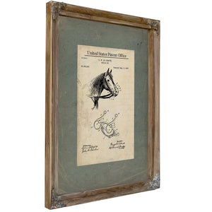 Us Patent No. 582535 Bridle Bit by G W Le Compte May 11 1897 — Verdigris Framed Canvas Print | Bella Frye