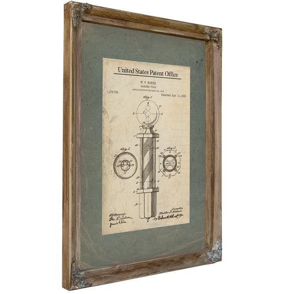 The Bloodletters Beacon — Koken Patent Blueprint — Verdigris Framed Canvas Print | Bella Frye
