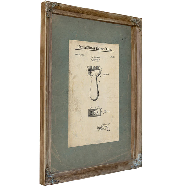 The Cattlemans Brand Divekey Livestock Tattoo Marker Patent — Verdigris Framed Canvas Print | Bella Frye