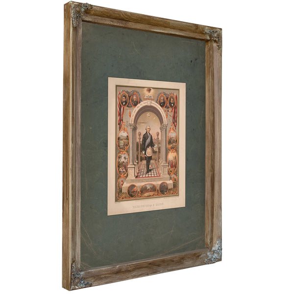 Washington as a Mason 1867 — Verdigris Framed Canvas Print | Bella Frye