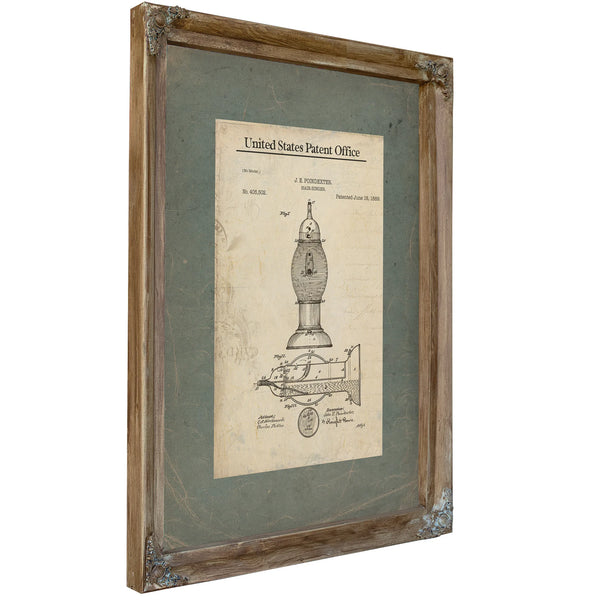 The Singeing Apparatus of Poindexter Victorian Hair Burning Device Patent — Verdigris Framed Canvas Print | Bella Frye