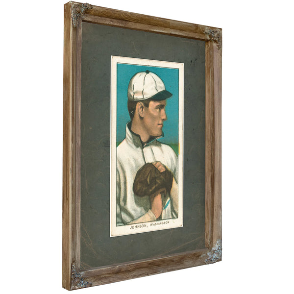 Walter Johnson Washington Nationals Baseball Card Portrait 7 — Verdigris Framed Canvas Print | Bella Frye