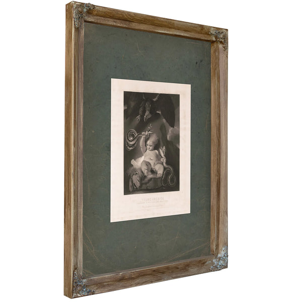 Young American Crushing Rebellion and Sedition 1864 — Verdigris Framed Canvas Print | Bella Frye