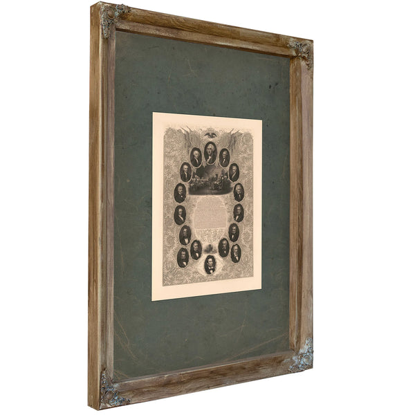 The Declaration of Independence and Portraits of the Presidents 1861 1865 — Verdigris Framed Canvas Print | Bella Frye
