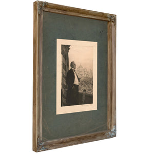 William Mckinley Preparing to Speak to Large Crowd From Balcony 192 — Verdigris Framed Canvas Print | Bella Frye
