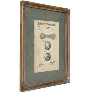 Us Patent No. 415884 Base Ball by D M Shibe November 26 1889 — Verdigris Framed Canvas Print | Bella Frye