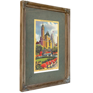 Manhattan Rising a Gilded View From the Park — Verdigris Framed Canvas Print | Bella Frye