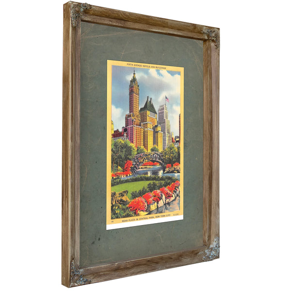 Manhattan Rising a Gilded View From the Park — Verdigris Framed Canvas Print | Bella Frye