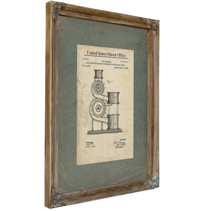 The Ramsay Whiskey Apparatus Patent Drawing of Spirited Engineering — Verdigris Framed Canvas Print | Bella Frye