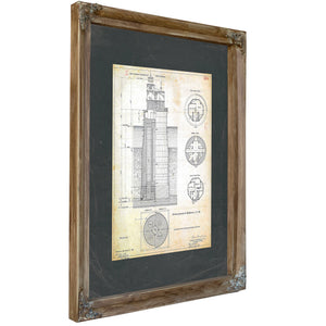 The Keepers Fortress Baltimore Harbor Light Engineering Blueprint — Verdigris Framed Canvas Print | Bella Frye