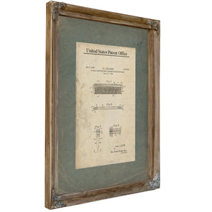 The Hallnan Comb Patent — a Study in Vanitys Instruments — Verdigris Framed Canvas Print | Bella Frye