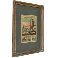 The Wonderful East River Suspension Bridge Connecting the Great Cities of New York and Brooklyn 1883 — Verdigris Framed Canva