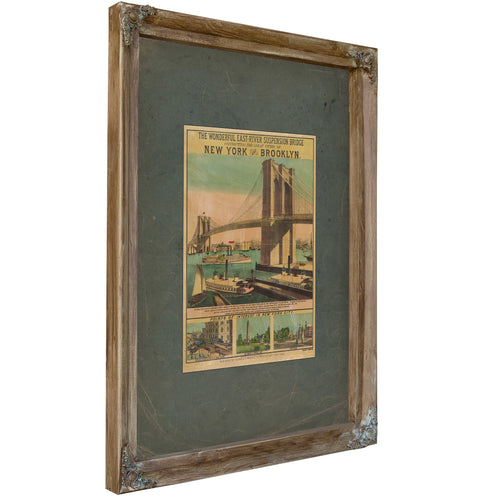 The Wonderful East River Suspension Bridge Connecting the Great Cities of New York and Brooklyn 1883 — Verdigris Framed Canva