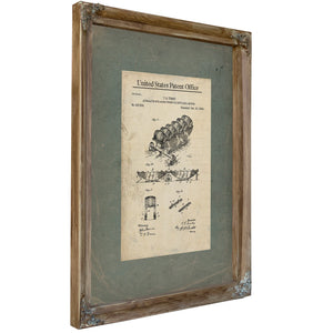 The Timby Aging Apparatus Patent Blueprint for Accelerated Spirits — Verdigris Framed Canvas Print | Bella Frye