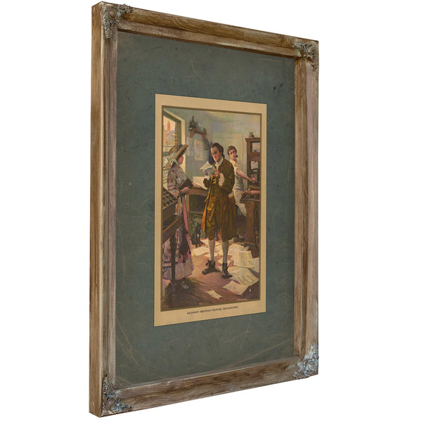 Benjamin Franklin Printer Philadelphia 1914 — Verdigris Framed Canvas Print | Bella Frye