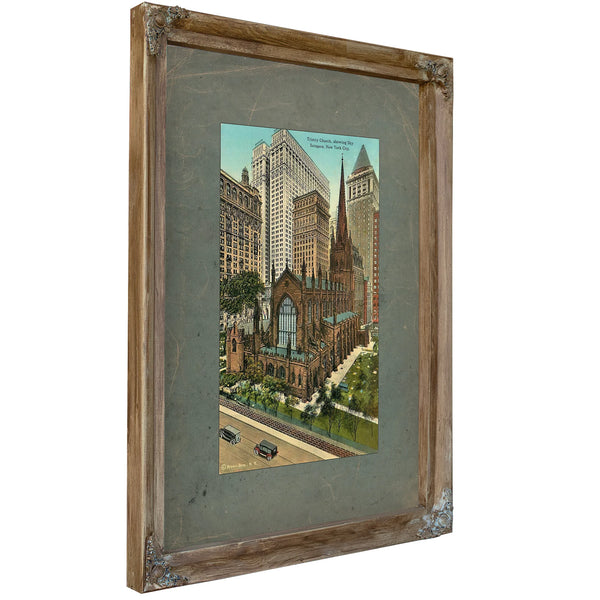 Gothic Spire Among Giants Trinity Church in the Shadow of Progress — Verdigris Framed Canvas Print | Bella Frye