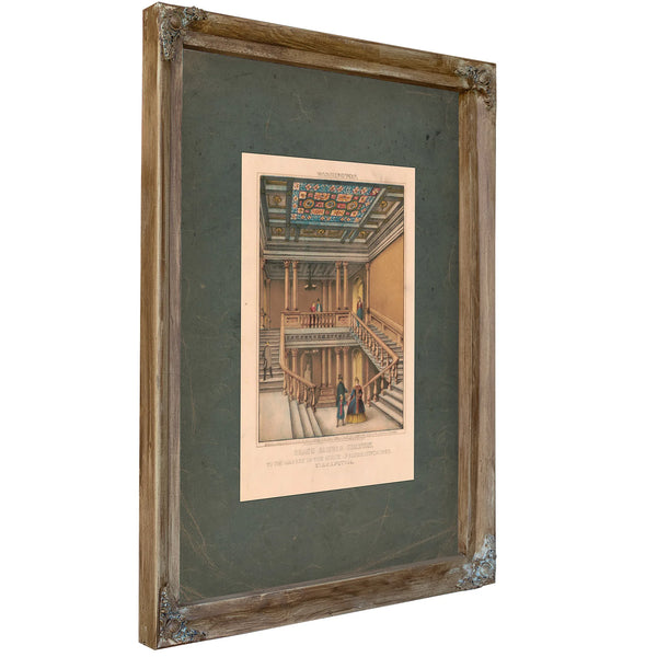 Washington Grand Eastern Stairway to the Gallery of the House of Representatives Us Capitol 19th Century — Verdigris Framed C