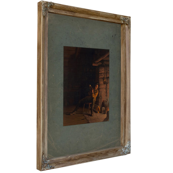 The Boyhood of Lincolnan Evening in the Log Hut 1868 — Verdigris Framed Canvas Print | Bella Frye